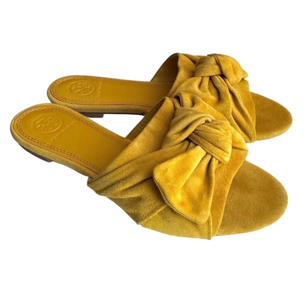 Tory Burch Annabelle Bow Sandals Suede Slides